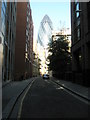 Looking northwest up Northumberland Avenue towards The Gherkin