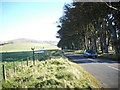 The B6355 passing the entrance to Mayshiel Farm.