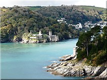 SX8950 : Mouth of the Dart, two castles by Tom Jolliffe