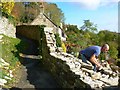 Drystone wall under repair, Chalford