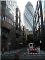 Looking along Cutler Street towards "The Gherkin"