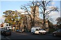 White van man outside the church