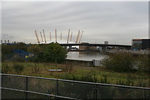 TQ3981 : Bow Creek and the Millennium Dome from Canning Town station by Dr Neil Clifton