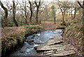 Footpath encountering ford, Cwm Du