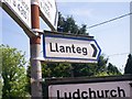 Fingerpost Sign to Llanteg, at Tavernspite