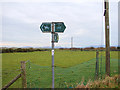SH5723 : Bridleway and footpath sign at Llanenddwyn by John Lucas