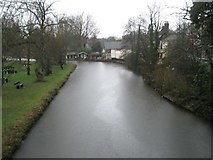 SU9948 : View into Guildford from footbridge from the rowing club to Quarry Street by Basher Eyre