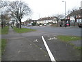 Looking across Allaway Avenue from King Richard School to the  bus stop for Cosham