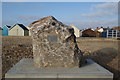 Commemorative stone on Felixstowe beach