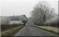 Wintry view of Bowldown Road