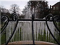 Icicles on a frozen water feature in the gardens near to the Alfred East Art gallery, Kettering