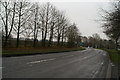 The A49 approach to the M56 at Stretton