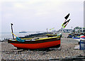 TQ1502 : Boat on Worthing Beach, West Sussex by Roger  Kidd