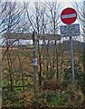 Signs at start of track to Ribbesford