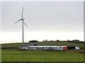 Building and wind turbine, west of Emborough