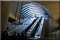 The escalators leaving / entering Canary Wharf Underground Station