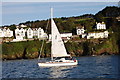 Yacht leaving Fowey Harbour