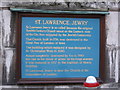 Information board about the Church of St. Lawrence Jewry, EC2