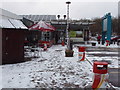 ST8979 : Leigh Delamere services in snow by David Hawgood
