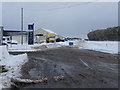 Lynton Cross, the junction of the A3123 with the B3230, after heavy snow.