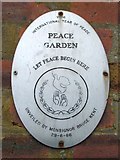 NS5064 : Barshaw Park: a plaque in the Peace Garden by Lairich Rig