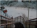 Stairs to a snowy Singer platform