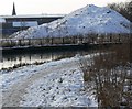 A snow covered Grand Union Canal towpath