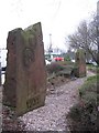 SP0694 : Stone Memorials, James Watt and Joseph Priestley, Asda, Queslett by Roy Hughes
