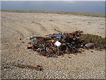 TR0217 : Military junk on the seaward side of Lydd firing ranges by Ian Cunliffe