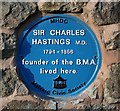 Plaque on Sir Charles Hastings