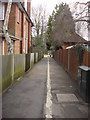 TQ0997 : Alley between Parkside Drive and Cassiobury Park by Oxyman