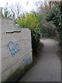 Graffiti on the footpath from Cow Lane to Brighstone Road Rec