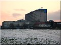 Ealing Hospital from Brent Meadow (snow scene)