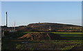 View west across farmland towards Parys Mountain