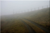 NY7835 : Junction in the fog by Helen Wilkinson
