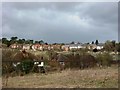 Houses in Duckmore Lane with Aylesbury Road, Tring, in the distance