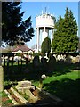 Water Tower on West Road, Bury St Edmunds, taken from the cemetery.