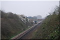 The A26, Tonbridge Eastern by pass crosses the railway line