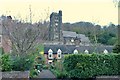 Cottages at Coalbrookdale with Holy Trinity Church behind.