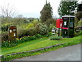 Phone box, post box and parish notice board