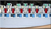 SW8162 : Tiers of Beach Huts on Tolcarne Beach by Tony Atkin