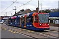 Sheffield Supertram No. 102 in Holme Lane (closeup)