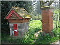 Ornate Postbox at Gate to Yaldham Manor