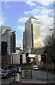 Canary Wharf from Blackwall Tunnel Approach SE10