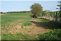 Fields by railway embankment