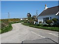 The junction of minor roads  at Croes Efa, north-west of Rhydwyn