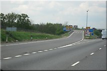 SP3060 : M40 Motorway, Heading North. Junction  13 Slip Road For A452 by Roy Hughes