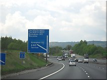 SP0473 : M42 Motorway Heading West, Junction 2 For The A441 & Hopwood Services by Roy Hughes