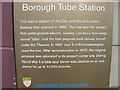 TQ3279 : Plaque at Borough Underground Station, Borough High Street SE1 by Robin Sones