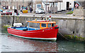 Tourist boat moored in Seahouses harbour